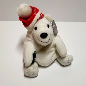 Vintage Coca-Cola Collectible 1997 Plush Bear Plushie Snowflake Cap White NWT